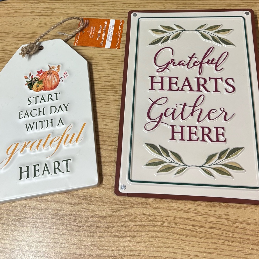 NWT Fall Grateful Heart Wall Decor Set